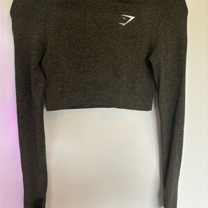 Gymshark Army Green Cropped Long Sleeve